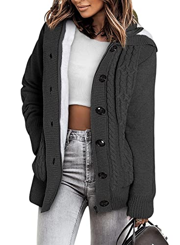 Sidefeel Women's Cardigan Sweater (Fleece Hood)