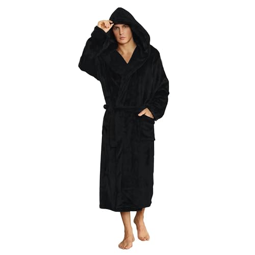 U2SKIIN Mens Hooded Fleece Robe