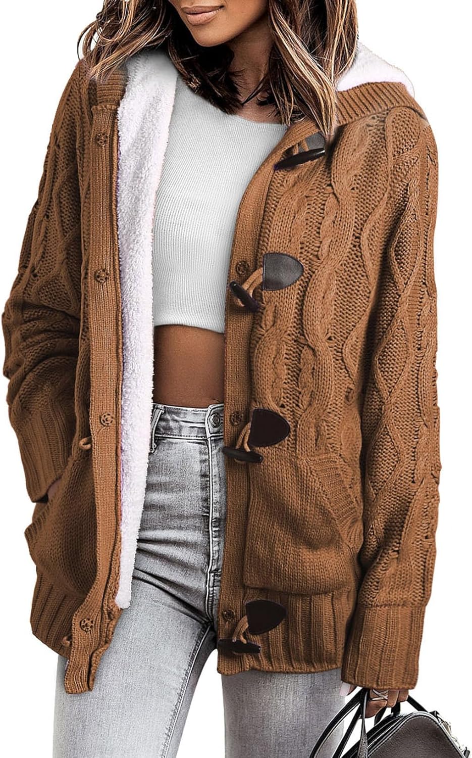 Sidefeel Fleece Lined Hooded Sweater Coat