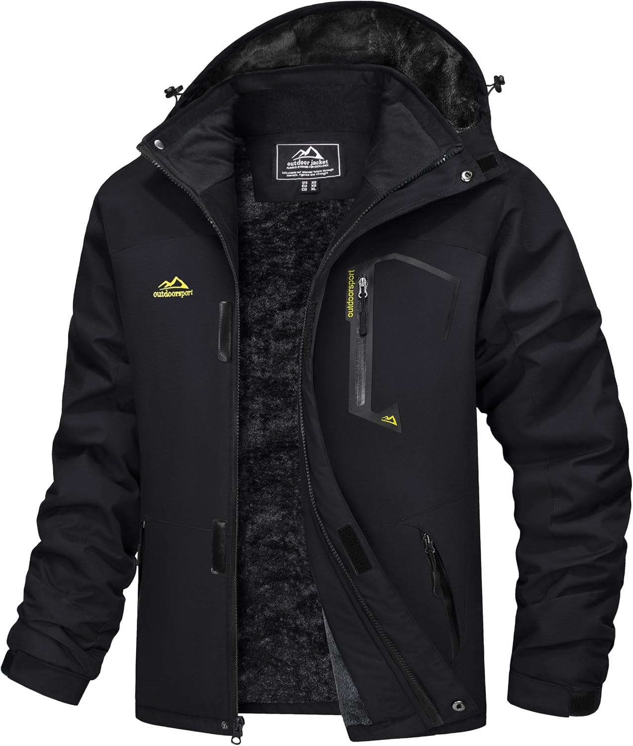MAGCOMSEN Men's Winter Coats Water Resistant Ski Snow Jacket Warm Fleece Jacket Parka Raincoats With Hood Multi-Pockets