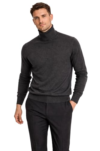 Cashmeren Men's Essential Knit Turtleneck Sweater 100% Merino Wool Long Sleeve Roll Neck Pullover