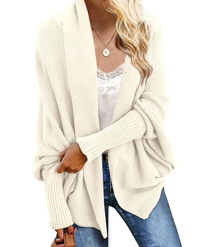 Imily Bela Women's Kimono Batwing Cable Knitted Slouchy Oversized Wrap Cardigan Sweater