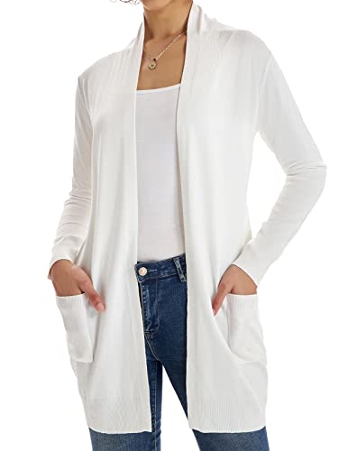 GRACE KARIN Women's Long Cardigan Sweater Open Front Classic Knitted Lightweight Sweater with Pockets