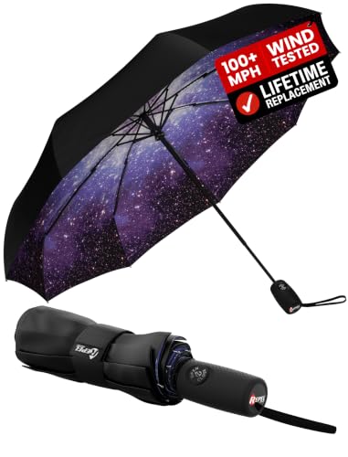 REPEL Windproof Travel Umbrella - Compact & Withstands Winds up to 85MPH , Strongest Premium Auto Folding Umbrella for Rain and Sun - Durable, Light & Portable for Women & Men , Fits Backpack & Cars