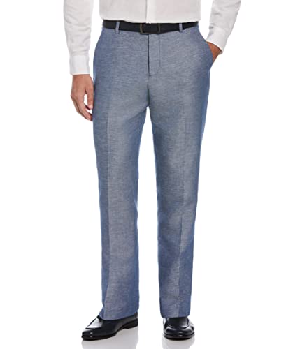Perry Ellis Men's Portfolio Essential Linen Blend Dress Pants, Durable Solid Twill, Modern Fit, Breathable & Lightweight