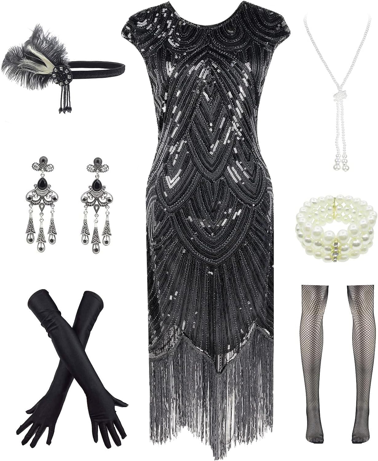 Letter Love Vintage Lace Fringed Gatsby Set