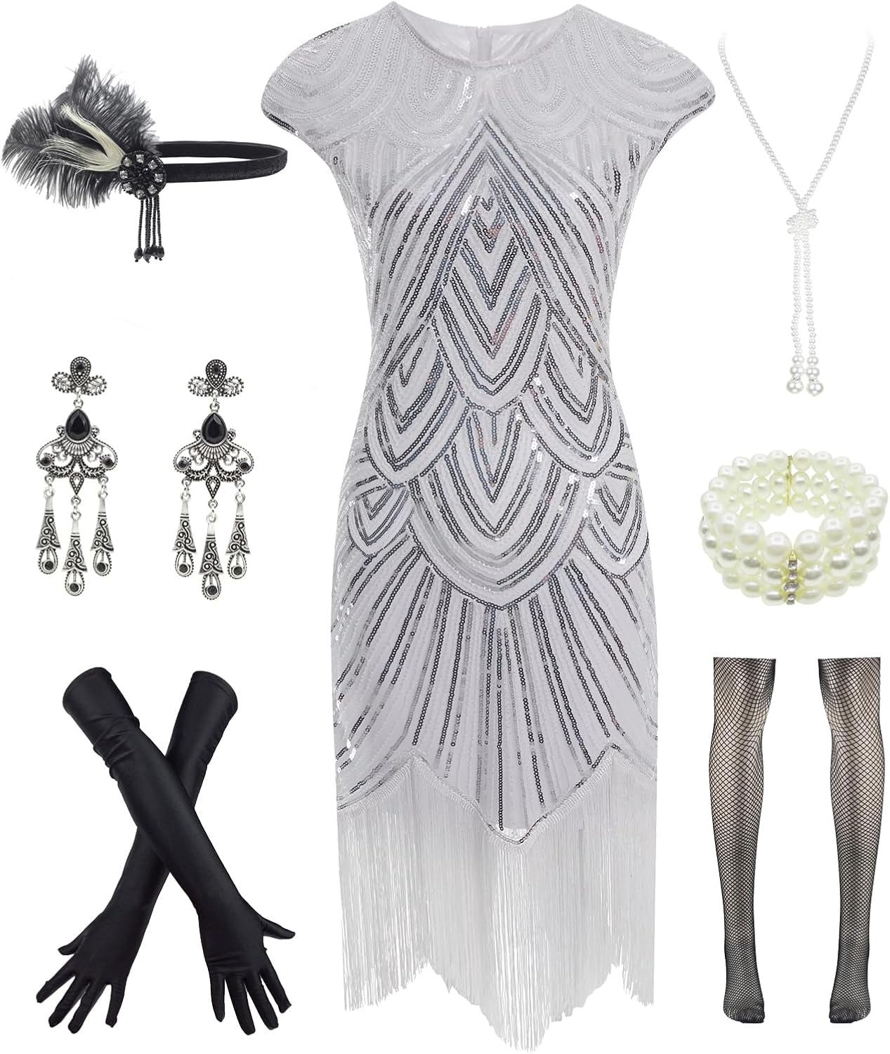 Letter Love Vintage Lace Fringed Gatsby Set