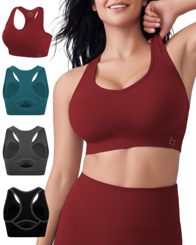 FITTIN Racerback Sports Bras for Women - Padded Seamless Support Bra for Yoga Gym Workout Fitness