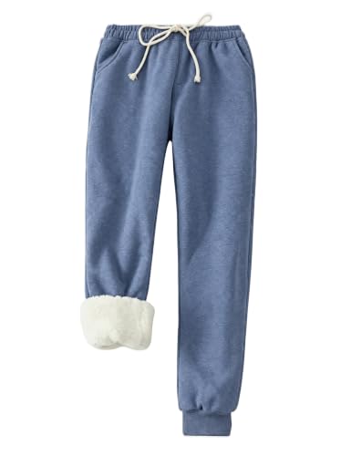Yeokou Womens Sherpa Lined Sweatpants Winter Warm Fleece Joggers Casual Lounge Pants