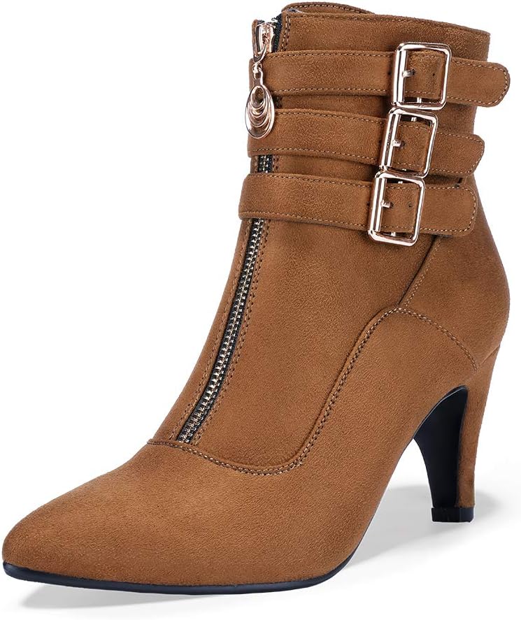 IDIFU Pointed Toe Two Strap Ankle Booties