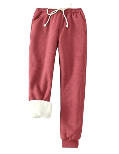 Yeokou Womens Sherpa Lined Sweatpants Winter Warm Fleece Joggers Casual Lounge Pants