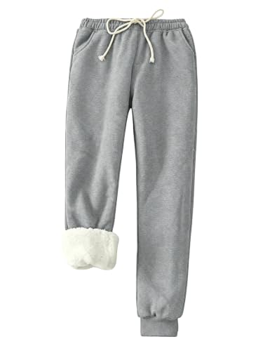 Yeokou Womens Sherpa Lined Sweatpants Winter Warm Fleece Joggers Casual Lounge Pants