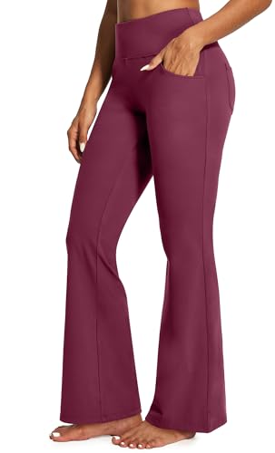 IUGA Yoga Pants Women Wide Leg High Waist Bootcut Workout Flare Leggings Tummy Control Work Dress Pants Women 4 Pockets
