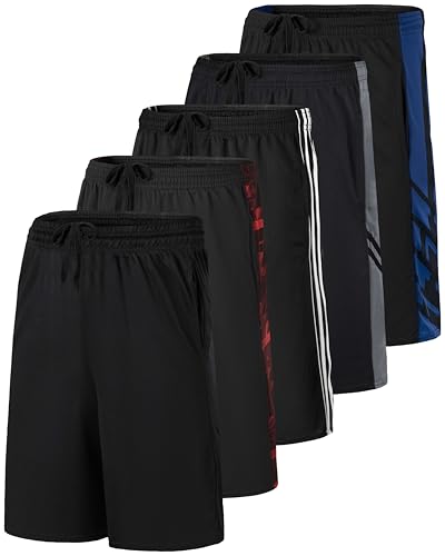 Real Essentials 5 Pack: Men's Mesh Athletic Basketball Shorts