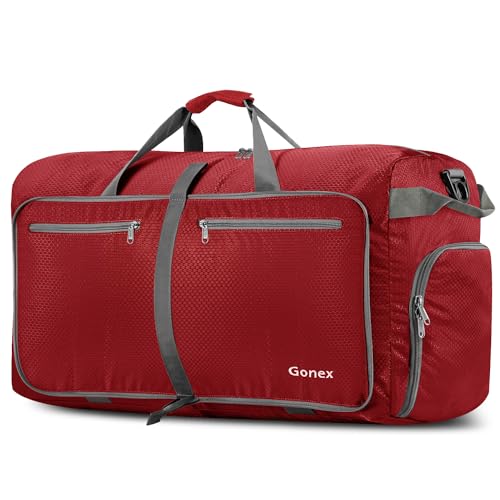 Gonex 40L 60L 80L 100L 150L Large Foldable Travel Duffle Bag with Shoes Compartment, Packable Lightweight Water Repellent Duffel Bag for Camping Gym Weekender Bag