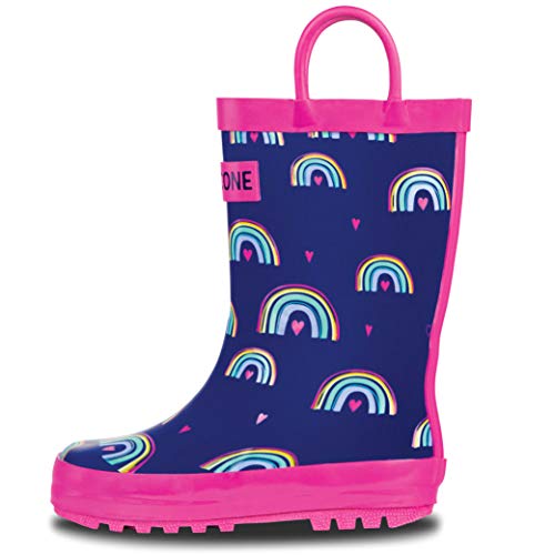 Lone Cone Kids Rain Boots for Girls & Boys Waterproof Natural Rubber Toddler Rain Boots with Non-Slip Outsole & Easy Pull Handles Solid, Pattern & Glitter Designs