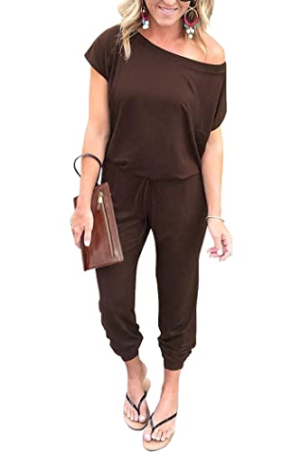 PRETTYGARDEN Jumpsuits for Women 2025 Dressy Casual Off Shoulder Romper Outfits Spring Vacation Travel Summer Lounge Clothes