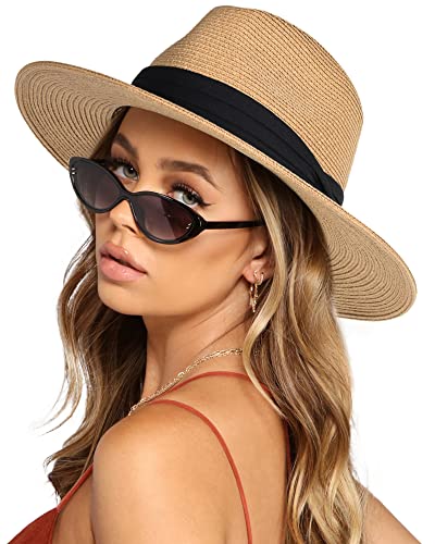 FURTALK Wide Brim Straw Panama Hat