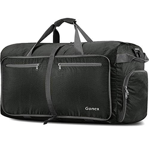 Gonex 40L 60L 80L 100L 150L Large Foldable Travel Duffle Bag with Shoes Compartment, Packable Lightweight Water Repellent Duffel Bag for Camping Gym Weekender Bag