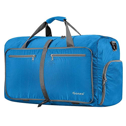 Gonex 40L 60L 80L 100L 150L Large Foldable Travel Duffle Bag with Shoes Compartment, Packable Lightweight Water Repellent Duffel Bag for Camping Gym Weekender Bag