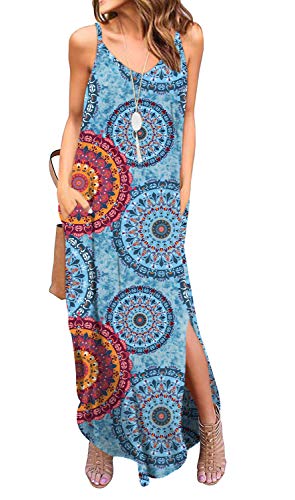 GRECERELLE Women's Summer Casual Loose Dress Beach Cover Up Long Cami Maxi Dresses with Pocket