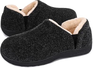 LongBay Men's Cozy Memory Foam Slippers Comfy House Shoes