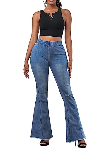 Sidefeel Women Destroyed Flare Jeans (Bell Bottom)
