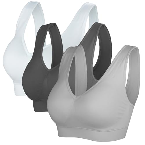 Cabales Women's Pull On Style Seamless Comfortable Wire-Free Yoga Bra with Removable Pads