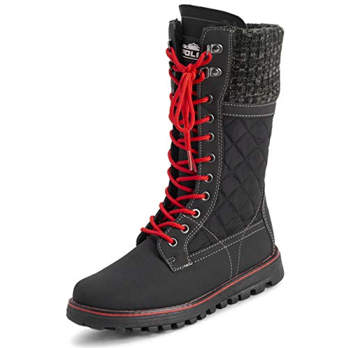 POLAR Womens Faux Fur Warm Thermal Waterproof Outdoor Walking Snow Winter Rubber Sole Calf Boots