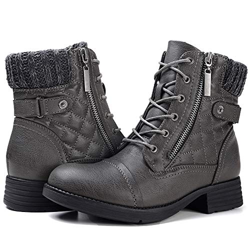 STQ Women's Combat Boots Lace up Ankle Booties