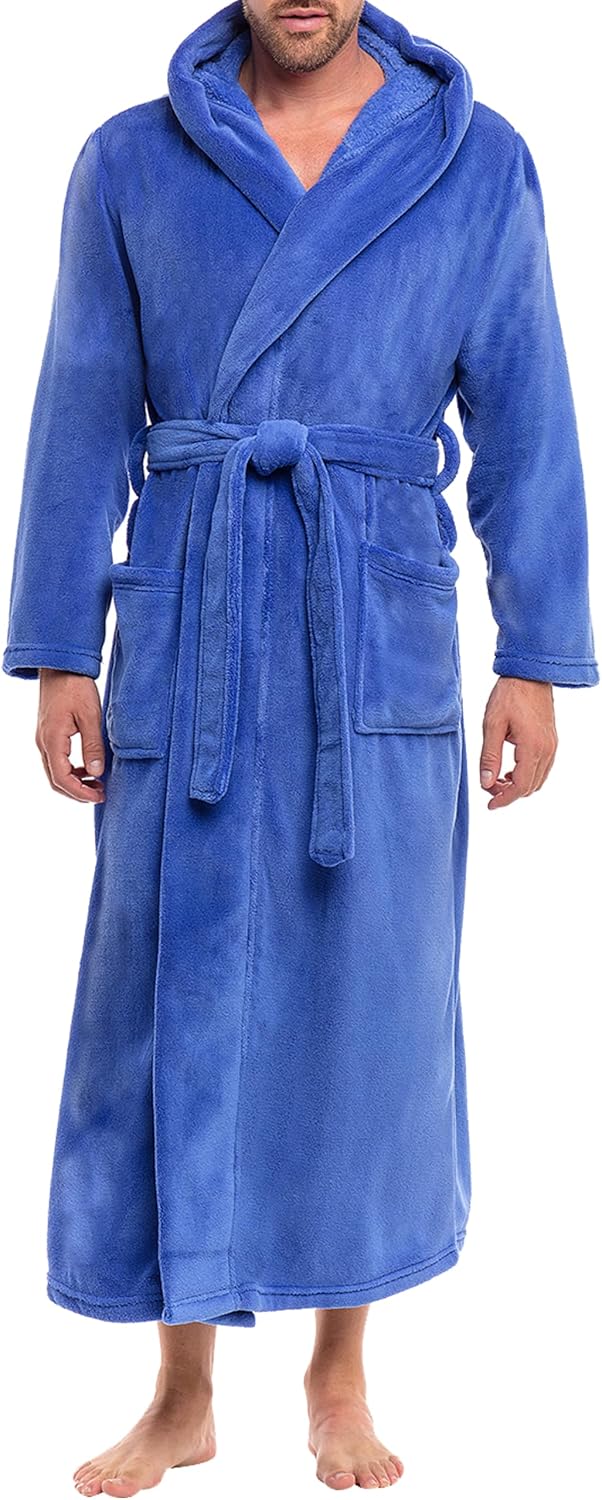 Alexander Del Rossa Mens Robe with Hood (True Blue)