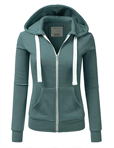 DOUBLJU Lightweight Thin Zip-Up Hoodie Jacket for Women with Plus Size