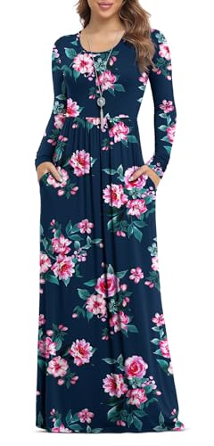 VIISHOW Women's Long Sleeve Loose Plain Maxi Dress