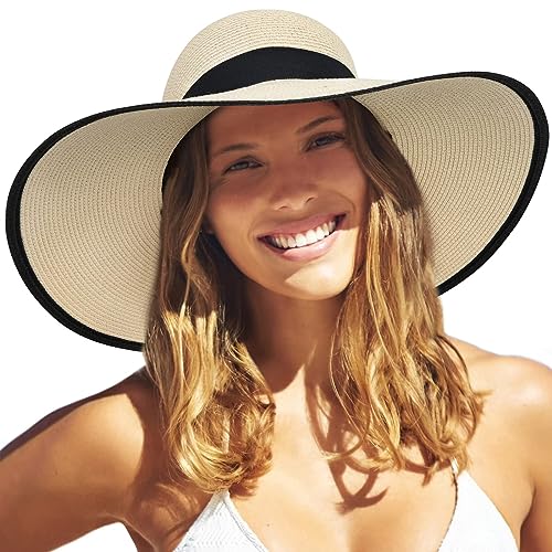 FURTALK Womens Sun Straw Hat Wide Brim UPF 80 Summer Hat Foldable Packable Floppy Beach Hats for Women