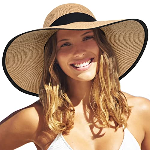 FURTALK Womens Sun Straw Hat Wide Brim UPF 80 Summer Hat Foldable Packable Floppy Beach Hats for Women