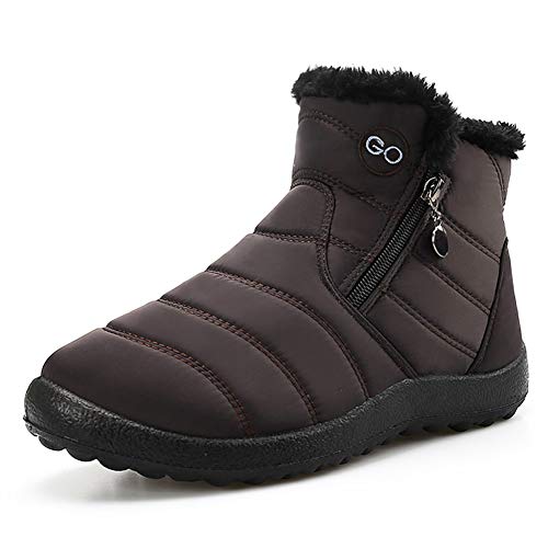 HARENCE Snow Boots for Women Winter Boot with Comfortable Warm Fur Lined Ankle Booties Outdoor Slip On Waterproof Short Boots