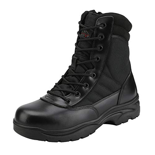 NORTIV 8 Men's Military Tactical Work Boots Side Zipper Leather Motorcycle Combat Boots Trooper(6-8 Inches)