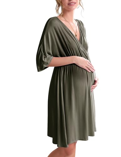 Ekouaer 3 in 1 Labor/Delivery/Hospital Gown Maternity Dress Nursing Nightgown Sleepwear for Breastfeeding