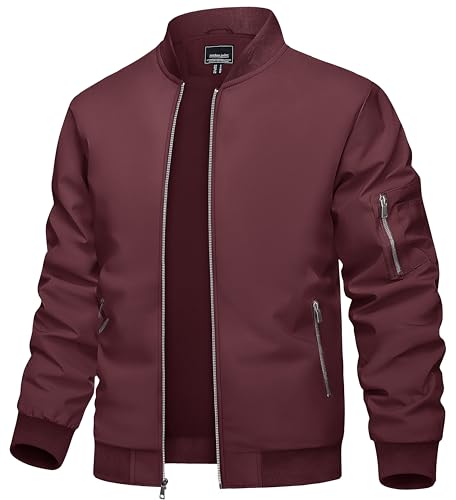 TACVASEN Men's Lightweight Jacket Casual Spring Fall Windbreaker Bomber Zip Up Coat with Pocket