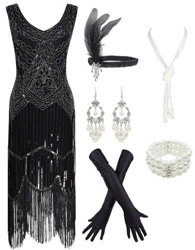 1920s Gatsby Sequin Fringed Dress (Premium)