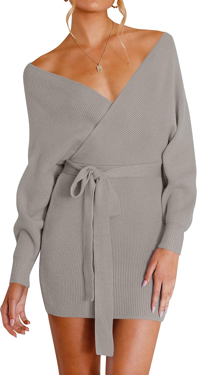 ZESICA Wrap Sweater Dress (Layer-Friendly)