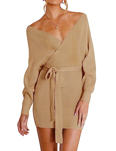 ZESICA Wrap Sweater Dress