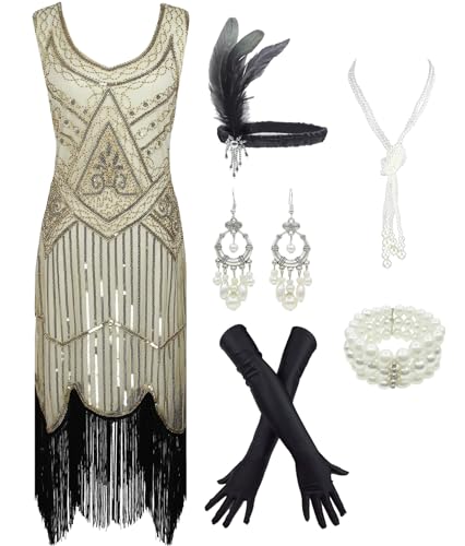 1920s Gatsby Sequin Flapper Fringed Dress