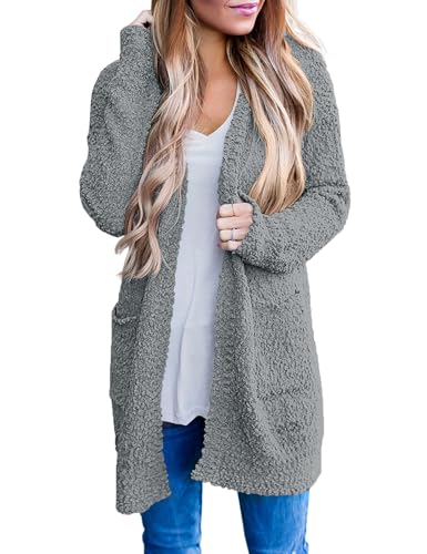 MEROKEETY Women's Long Sleeve Soft Chunky Knit Sweater Open Front Cardigans Outwear Coat
