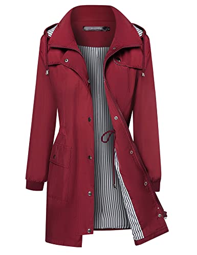 Bloggerlove Rain Jacket Women Lightweight Raincoat Waterproof Windbreaker Striped Climbing Outdoor Hooded Trench Coats S-XXL