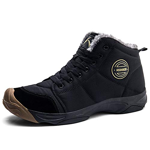 UPSOLO Mens Winter Trekking Snow Boots Water Resistant Shoes Anti-Slip Fully Fur Lined Casual Lightweight Hiking Boot