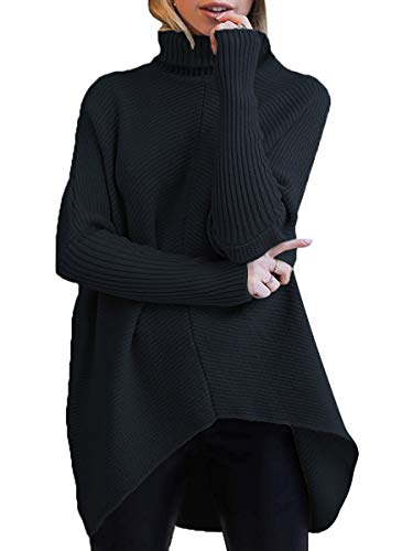 ANRABESS Womens Oversized Turtleneck Batwing Long Sleeve Casual Cozy Baggy Knit Pullover Tunic Sweater 2025 Fall Outfits