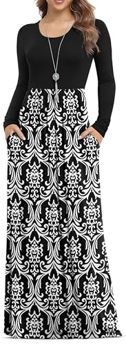 VIISHOW Women's Long Sleeve Loose Plain Maxi Dress
