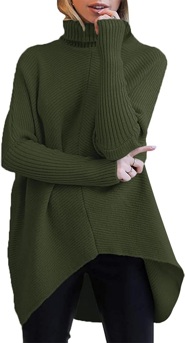 ANRABESS Oversized Turtleneck Pullover (Dark Green)