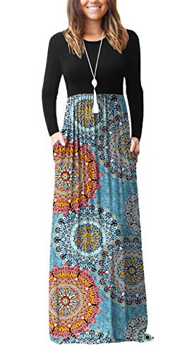 VIISHOW Women's Long Sleeve Loose Plain Maxi Dresses Casual Long Dresses with Pockets